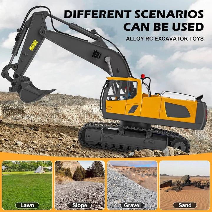 4WD Remote Control Toy Excavator Bulldozer and Dump Truck