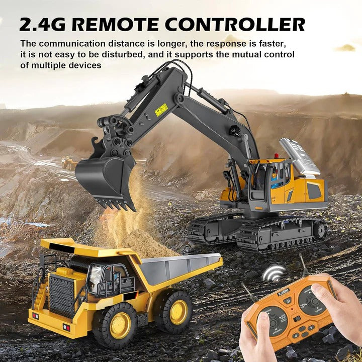 4WD Remote Control Toy Excavator Bulldozer and Dump Truck