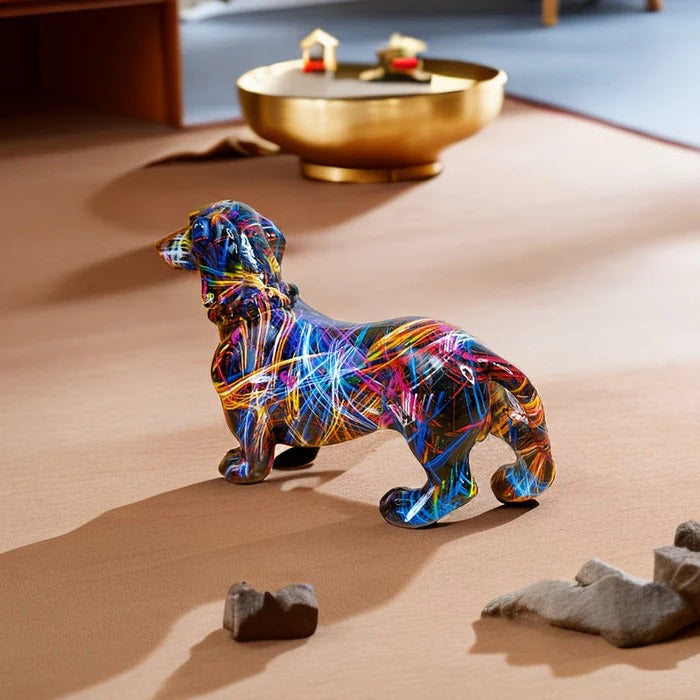 Painted Dachshund Statue for Home Decor