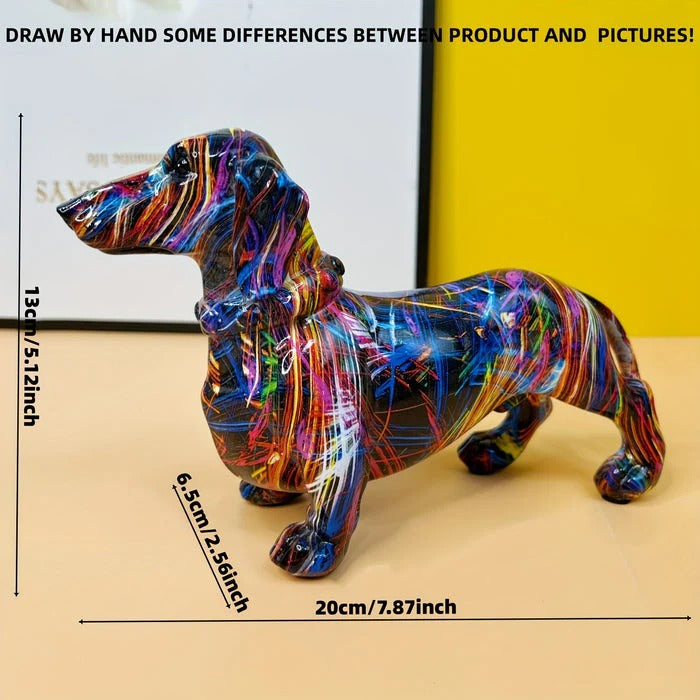 Painted Dachshund Statue for Home Decor