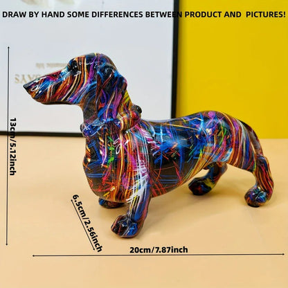 Painted Dachshund Statue for Home Decor