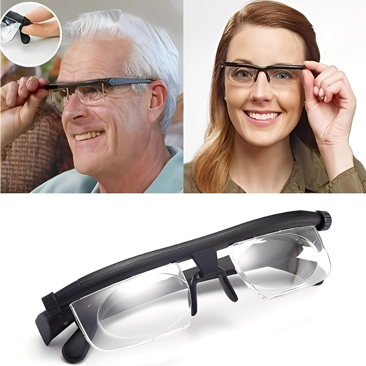 Adjustable Focus Dual-Lens Glasses