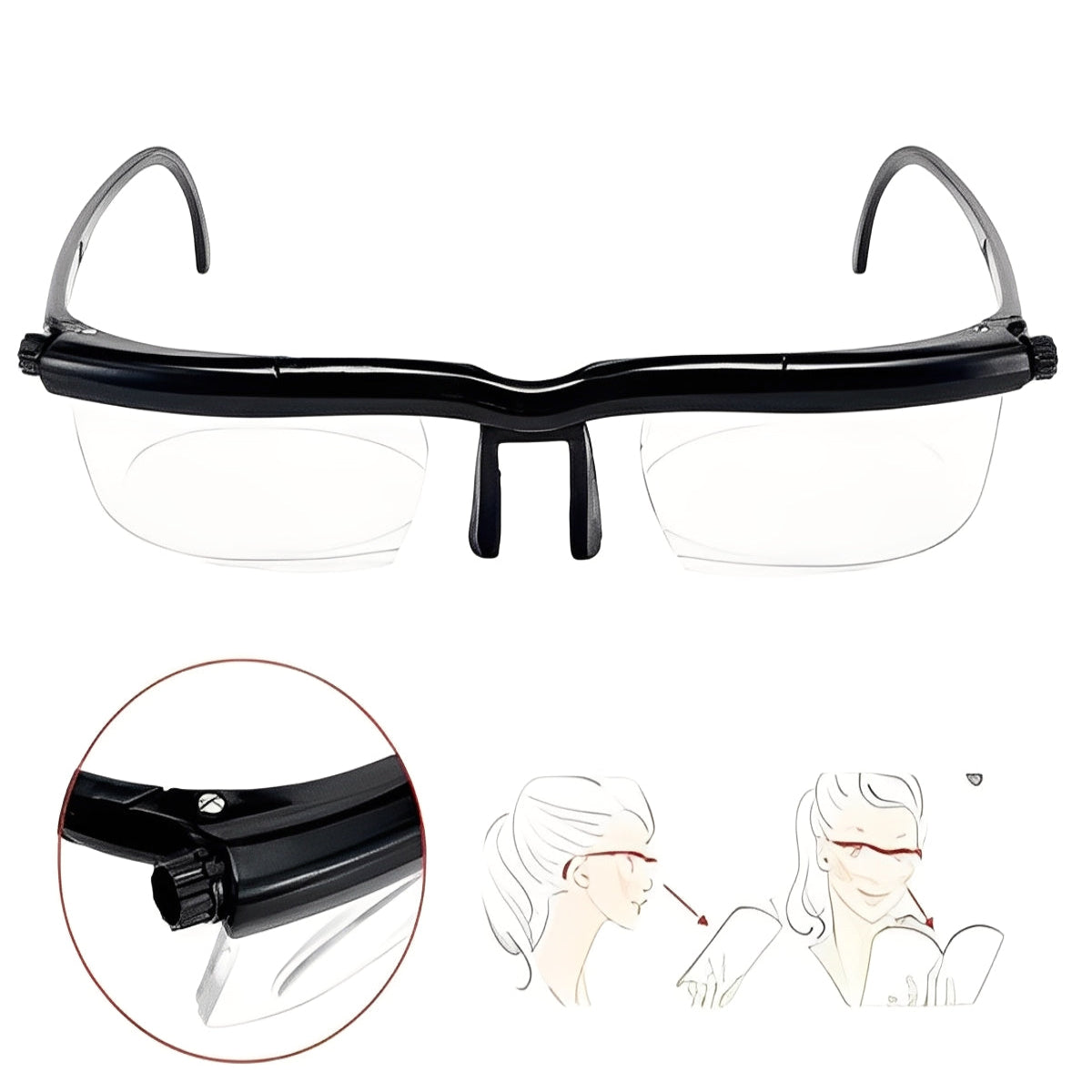 Adjustable Focus Dual-Lens Glasses
