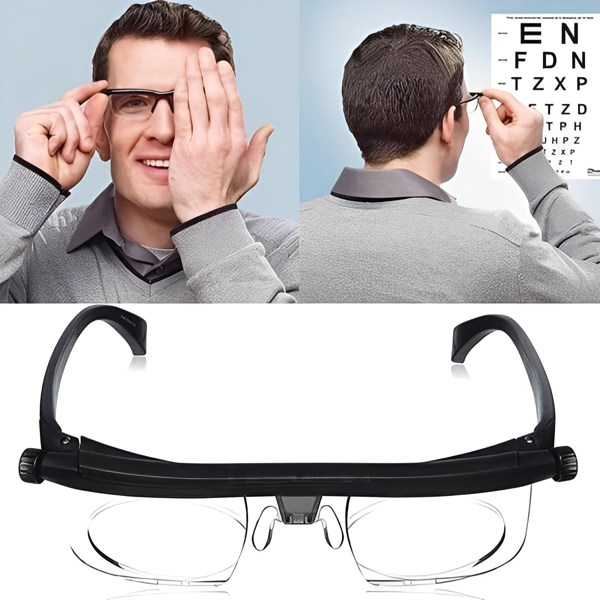 Adjustable Focus Dual-Lens Glasses