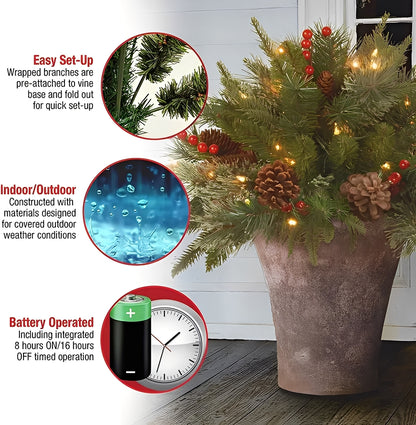 Artificial Christmas Tree Urn Filler Pre-lit Decoration
