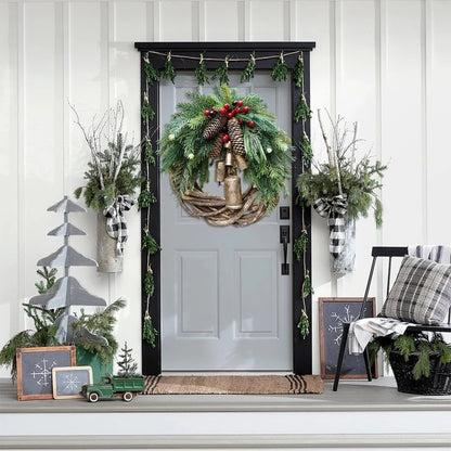 Farmhouse Christmas Wreath Boho Holiday Door Decoration