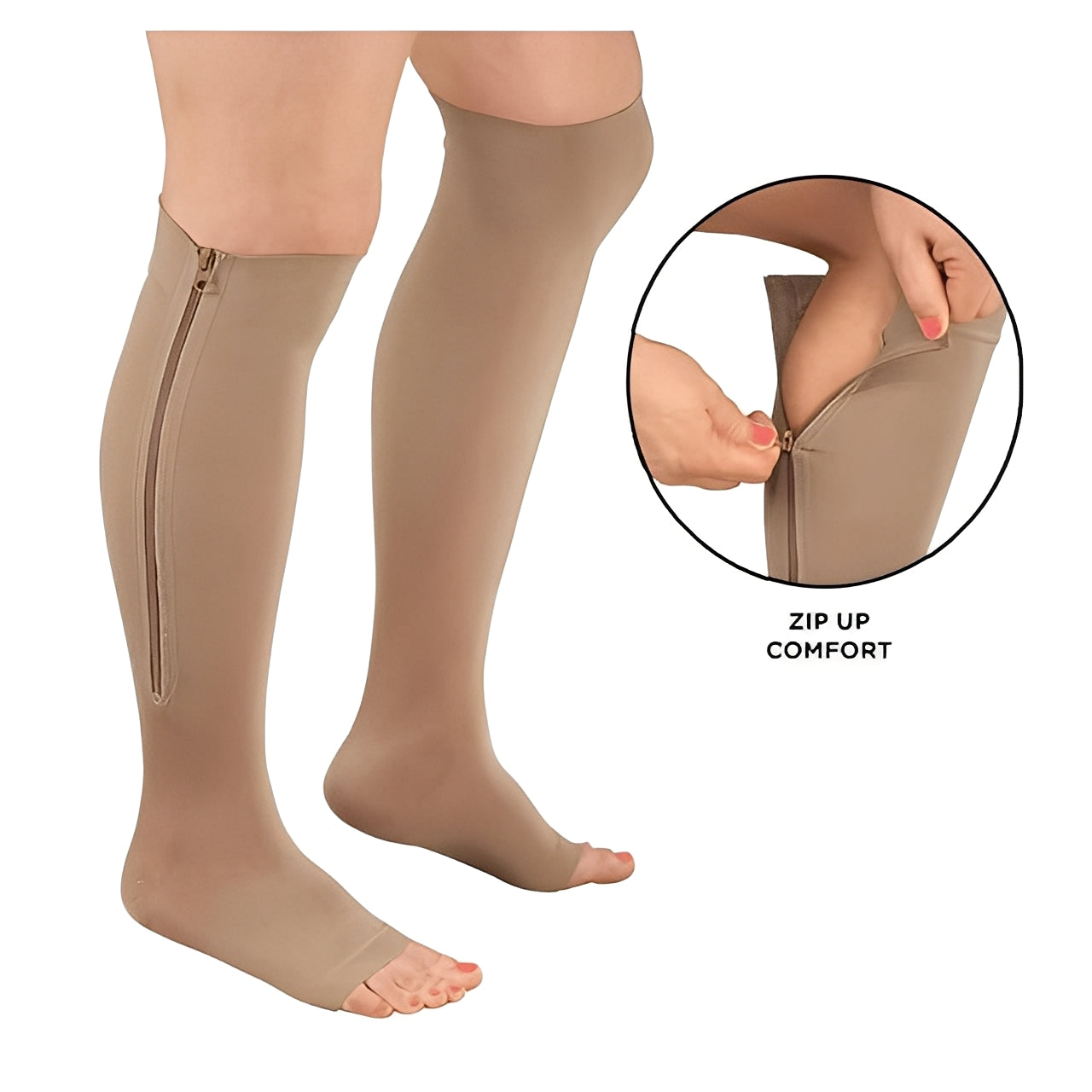 Compression Socks 20–30 mmHg with Zipper Design