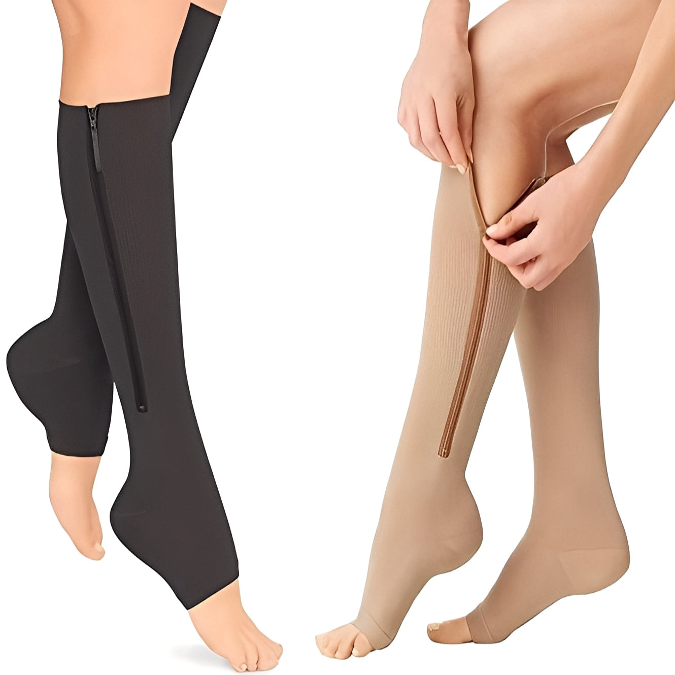 Compression Socks 20–30 mmHg with Zipper Design
