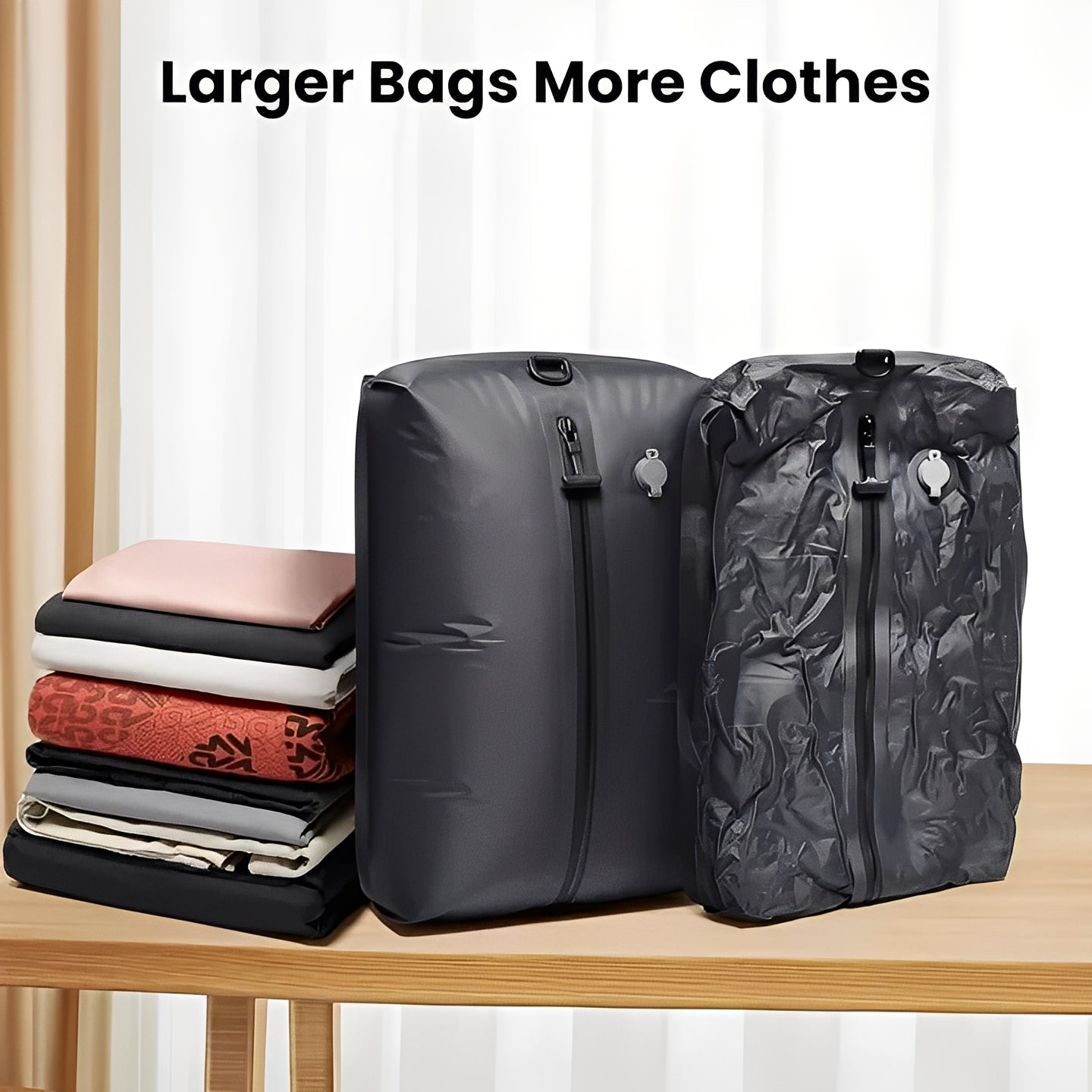 Travel Pump and 2 Vacuum Bags for Space Saving Packing