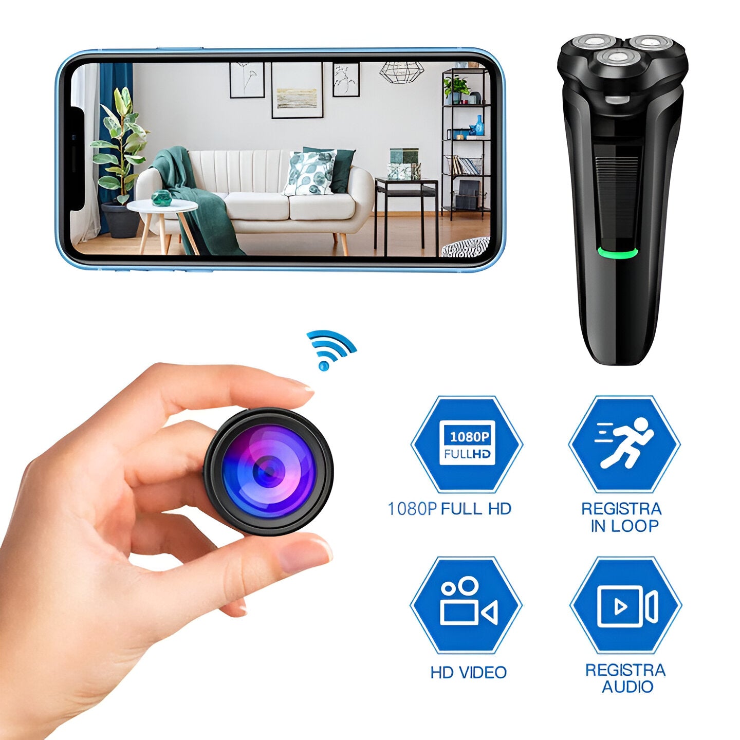 Shaver Razor Camera Mini 1080P HD WiFi and Motion Detection