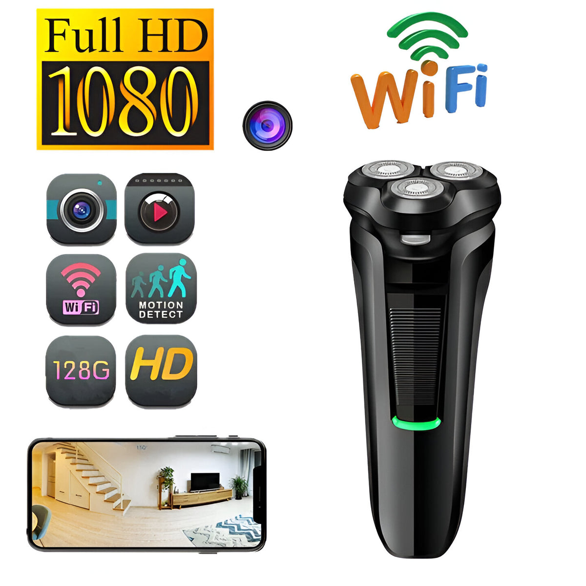 Shaver Camera Shaver Razor Camera Mini 1080P HD WiFi and Motion Detection – Feanatic