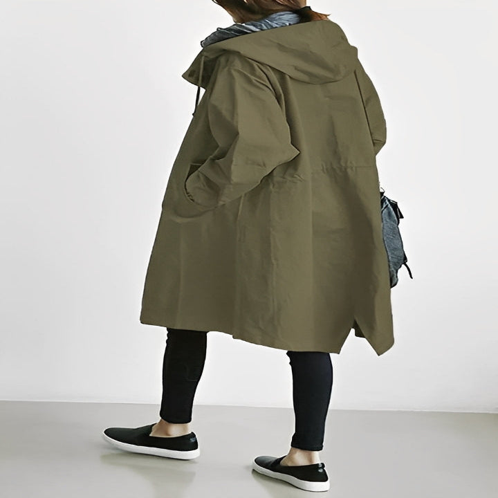 Women Trench Coat Hooded and Waterproof