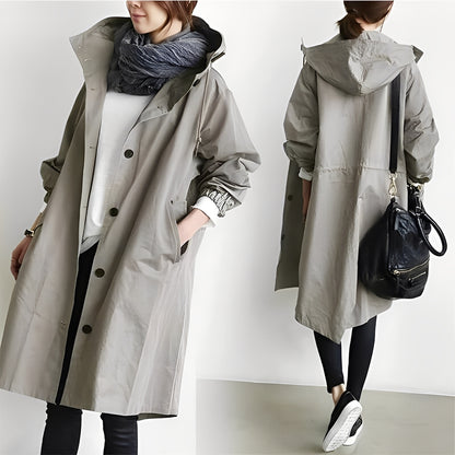 Women Trench Coat Hooded and Waterproof