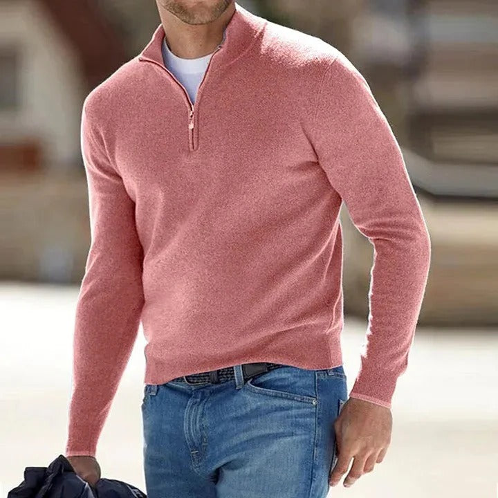 Cashmere Sweater Men's Zippered for Casual Wear