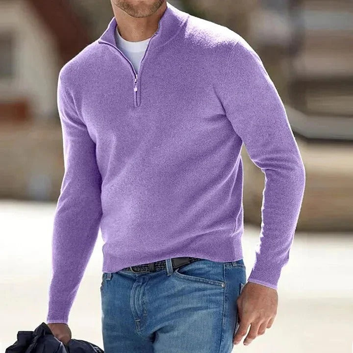 Cashmere Sweater Men's Zippered for Casual Wear