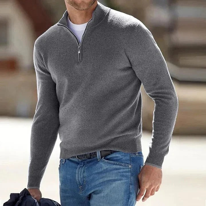Cashmere Sweater Men's Zippered for Casual Wear