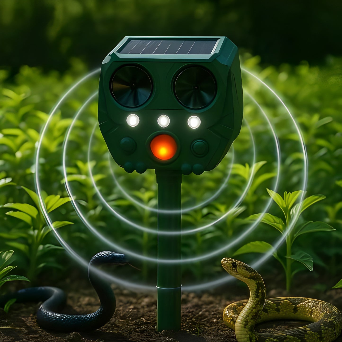Solar Powered Snake Repeller Ultrasonic Pest Control Device