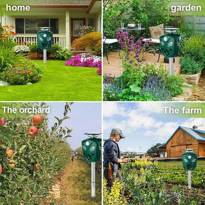 Animal Repeller Solar Powered Ultrasonic 360 Degrees Coverage