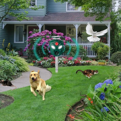 Animal Repeller Solar Powered Ultrasonic 360 Degrees Coverage