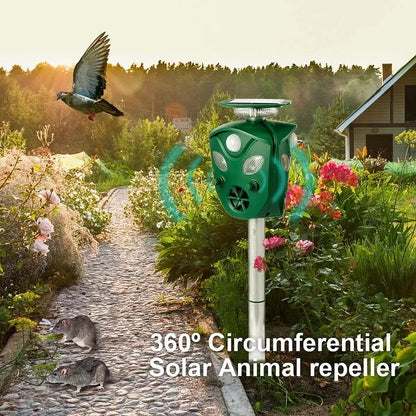 Animal Repeller Solar Powered Ultrasonic 360 Degrees Coverage