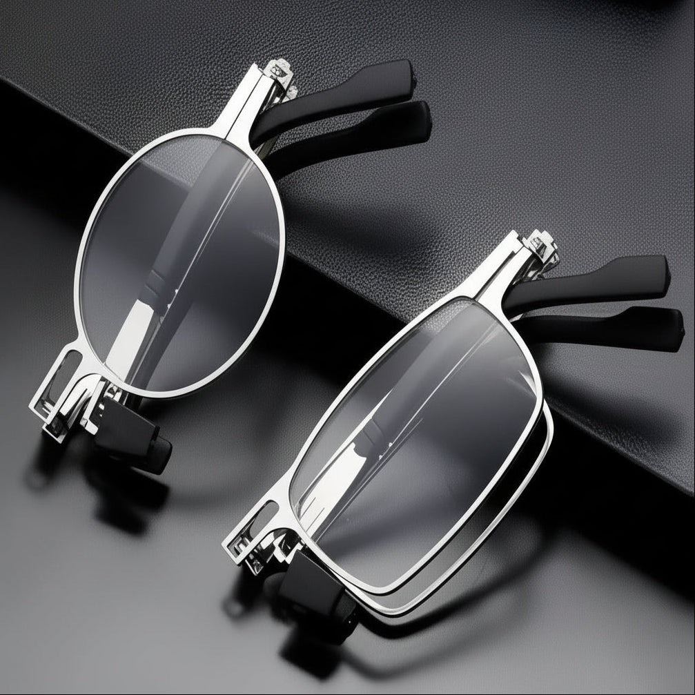 Pocket Reading Glasses Foldable Screwless Frame and Case