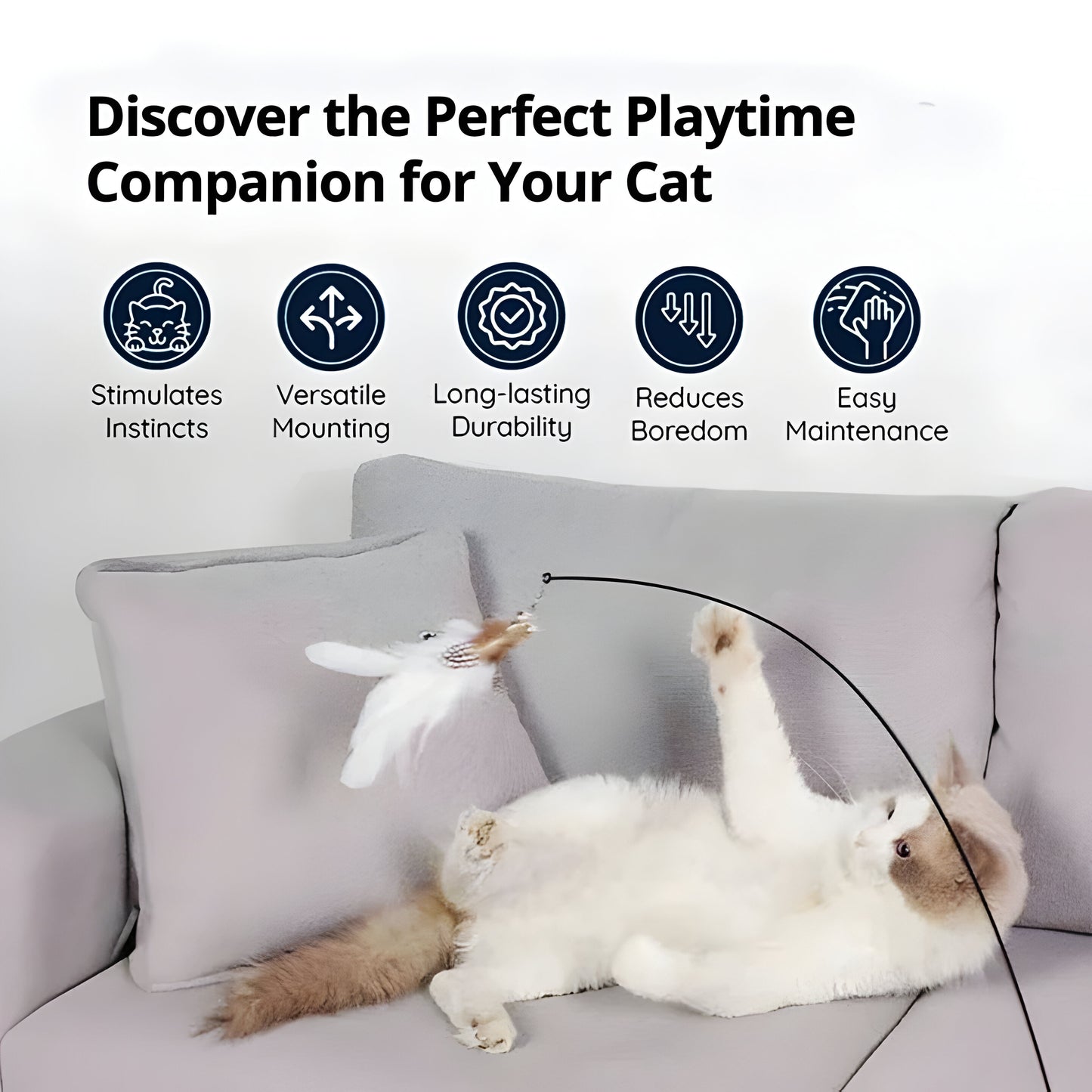 Feather Bird Simulation Toy Set for Cats and Kitten Play