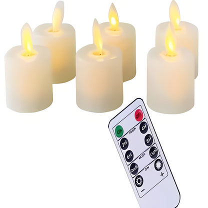 Flameless Candles 6 Pcs with Remote Control and Wavy Edge