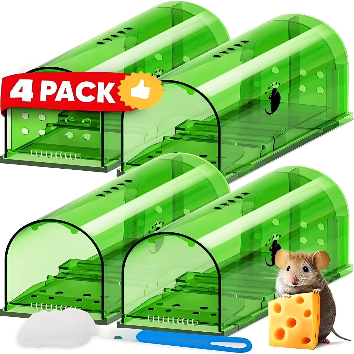 4 Pack Reusable Mouse Trap for Effective Rodent Control