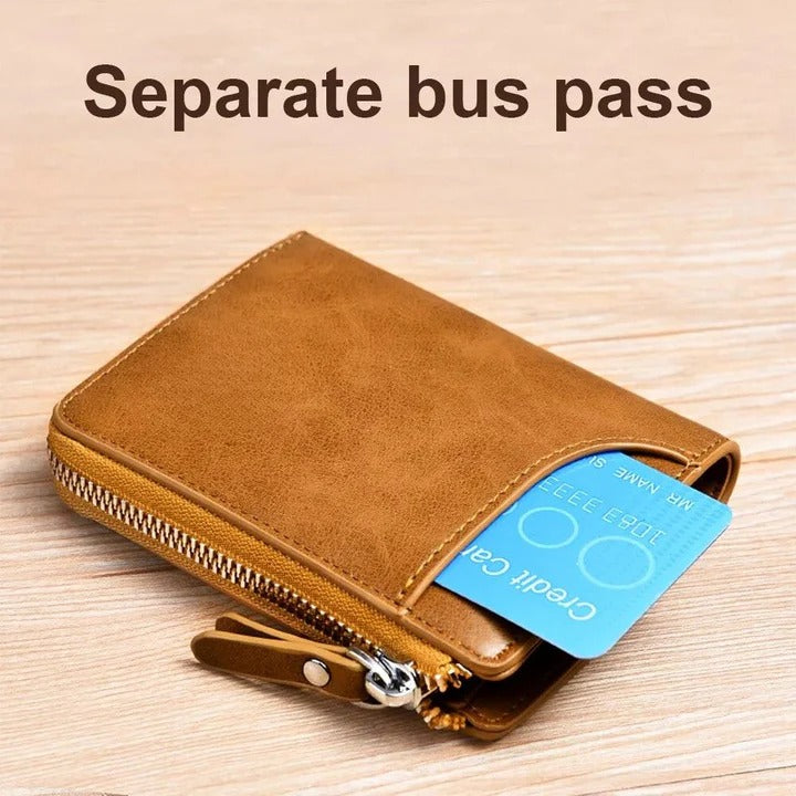 Credit Card Holder Wallet RFID Blocking Zipper for Men