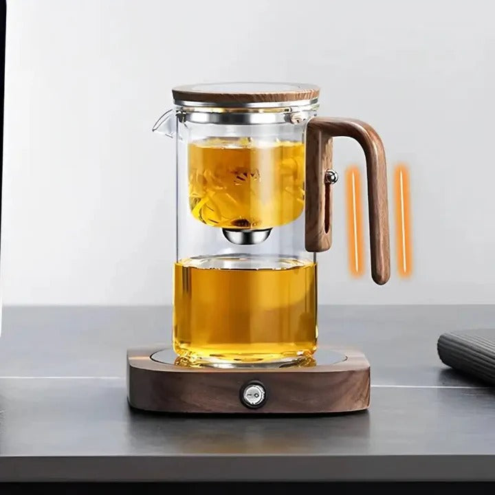 Glass Teapot with Water Separation Feature for Tea Brewing