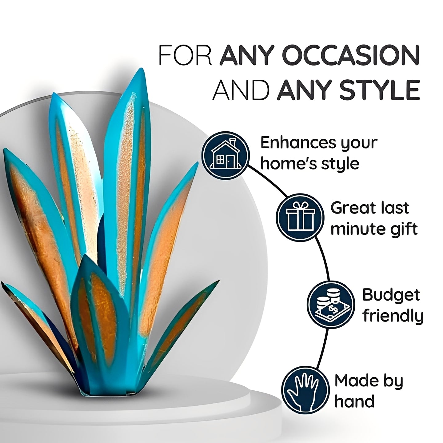 Decorative Metal Plant Agave Americana for Yard and Outdoor Space