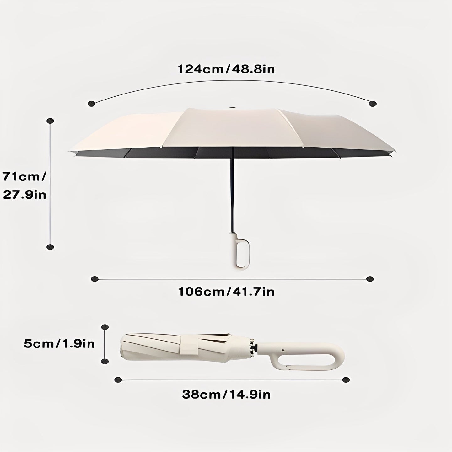 Compact Folding Umbrella Reinforced for Travel and Durability