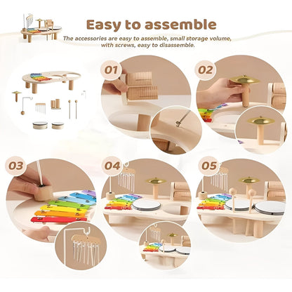 Wooden Drum Kit Montessori Style for Child Development