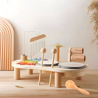 Wooden Drum Kit Montessori Style for Child Development