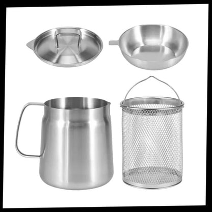 2 in 1 Deep Fryer Pot with Strainer for Home Cooking