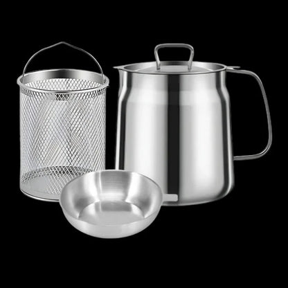 2 in 1 Deep Fryer Pot with Strainer for Home Cooking