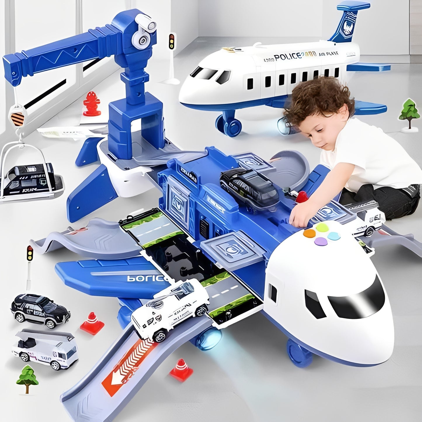 Kids Airplane Toy Set with Vehicles for Play