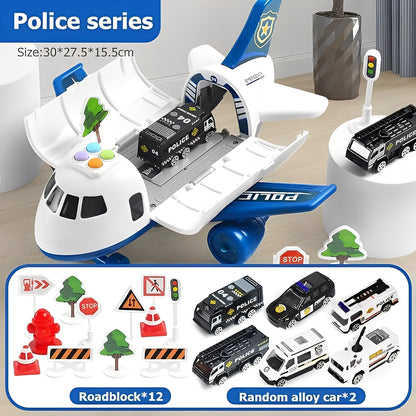 Kids Airplane Toy Set with Vehicles for Play