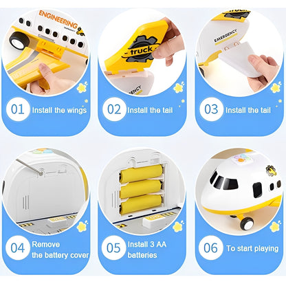 Kids Airplane Toy Set with Vehicles for Play