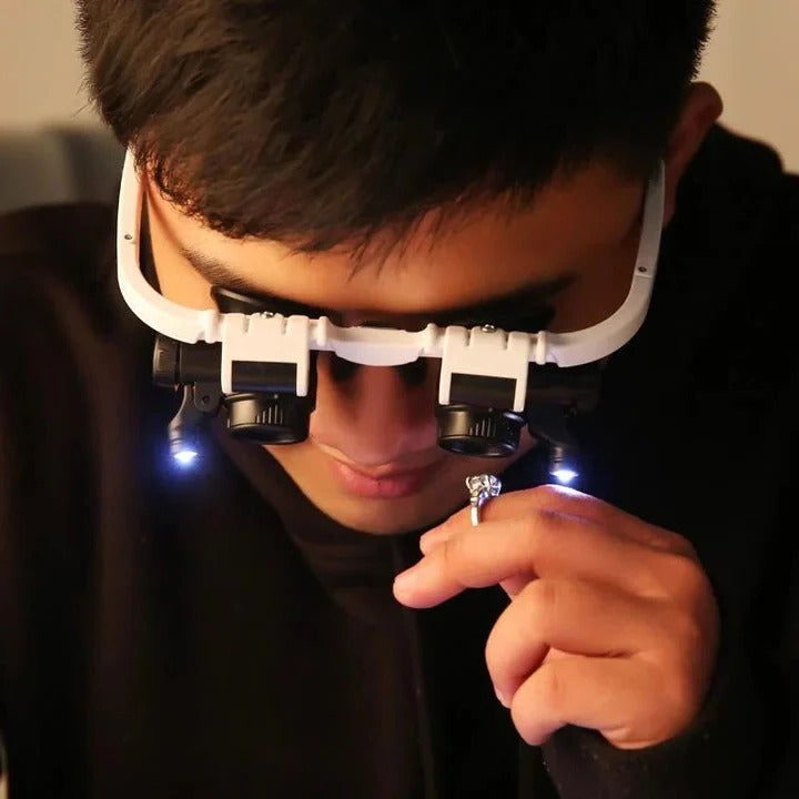 Hands Free Glasses Magnifier with LED 8x 15x 23x