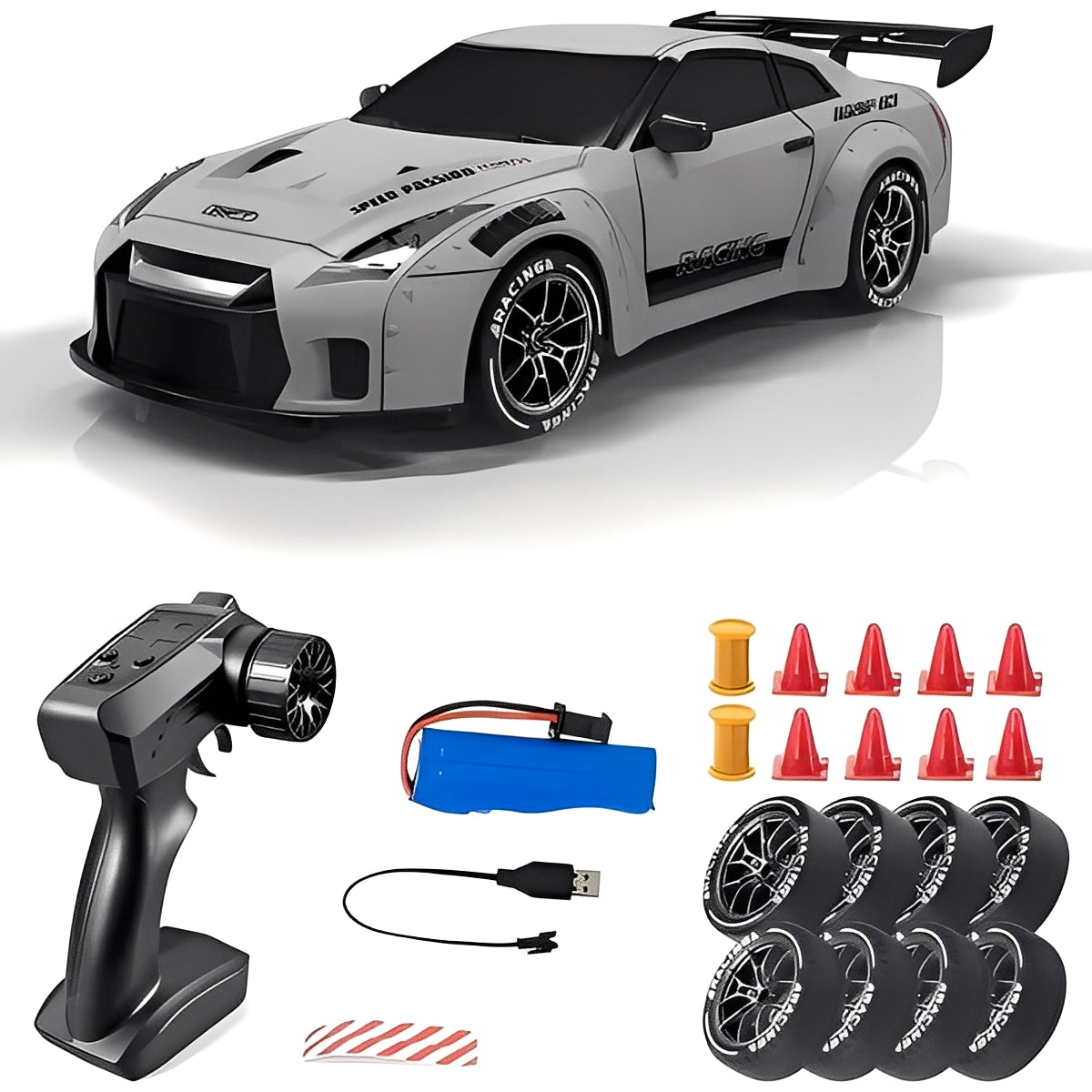 4WD RC Car Retro Style with LED Lights for Racing