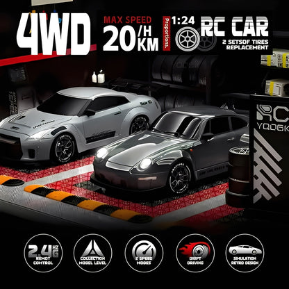 4WD RC Car Retro Style with LED Lights for Racing