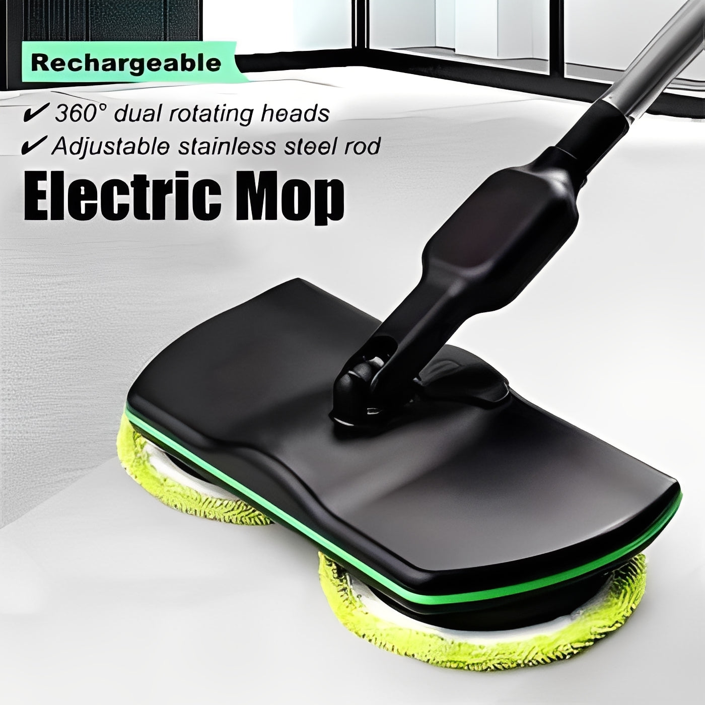 Electric Spin Mop Cordless for Hardwood and Tile Floors