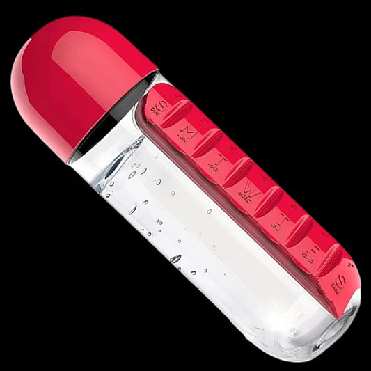 Pill Organizer Water Bottle for Medication and Hydration
