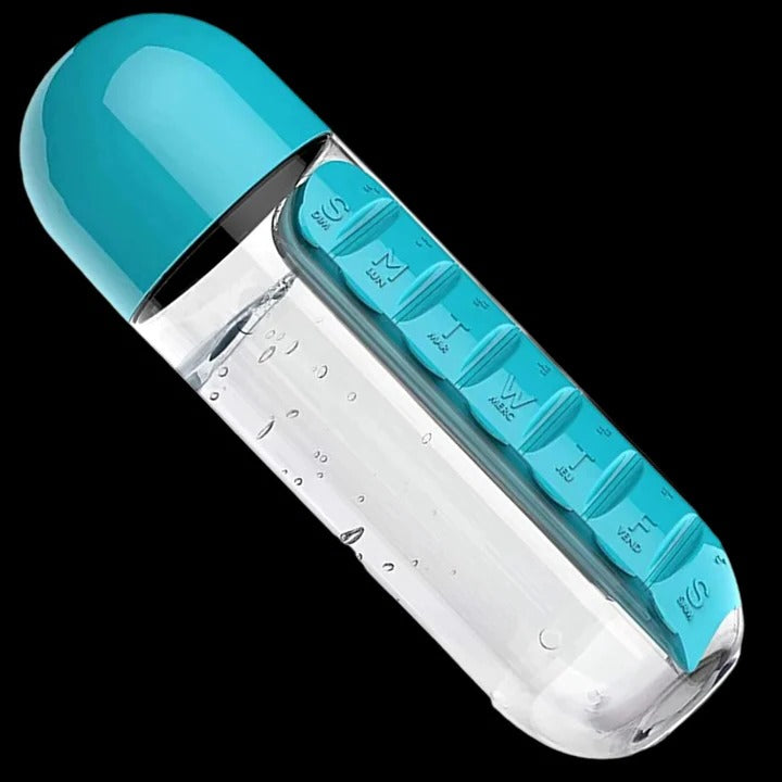 Pill Organizer Water Bottle for Medication and Hydration