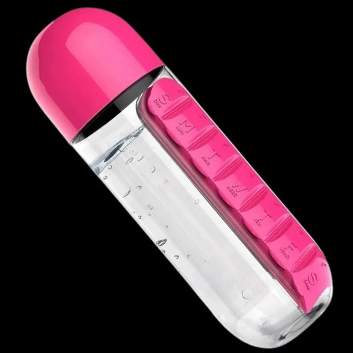Pill Organizer Water Bottle for Medication and Hydration