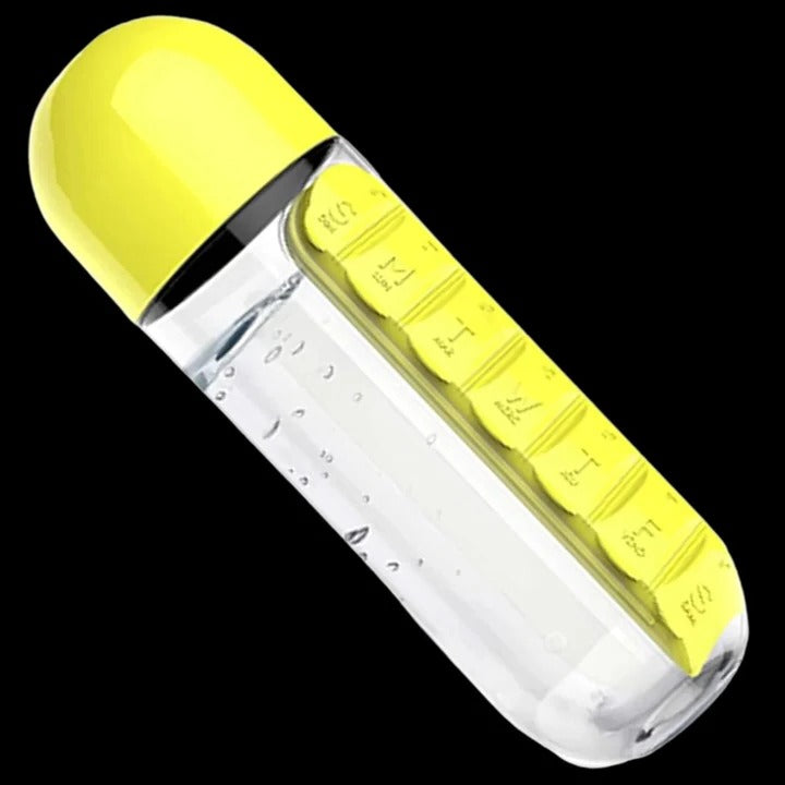Pill Organizer Water Bottle for Medication and Hydration
