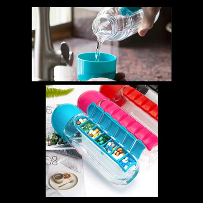 Pill Organizer Water Bottle for Medication and Hydration