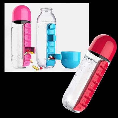 Pill Organizer Water Bottle for Medication and Hydration