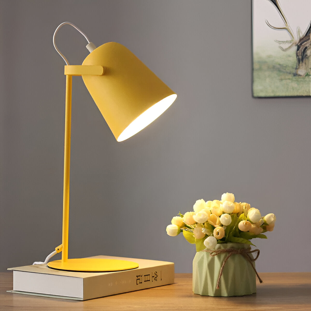 Nordic Iron Table Lamp Macaron Color Bucket Design